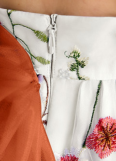 Azazie Peppa vestidos de niña de las flores Vestido de Marfil Naranja Quemado de Tul de Corte En A con Escote de Corazón image7