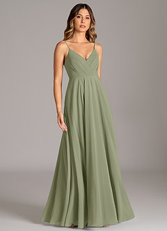 Azazie Amani Bridesmaid Dresses Pistachio A-Line Pleated Chiffon Dress image5