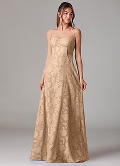 Azazie Valentine Abiti da Damigella Abito A-Line in Burnout Floreale Scollo a Cuore Champagne image1
