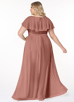 Azazie Jael Bridesmaid Dresses Cedar Rose A-Line V-Neck Mesh Dress image10