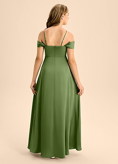 Azazie Anselie Junior Juniper A-Line Off the Shoulder Stretch Satin Dress image2
