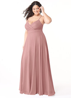 Azazie Avelina Bridesmaid Dresses Dusty Rose A-Line V-Neck Pleated Chiffon Dress image8