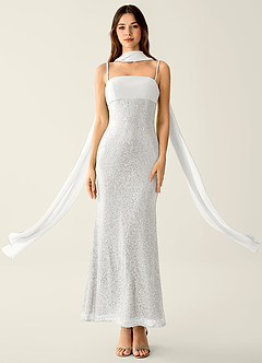 Celestina White Sequins Corset Mermaid Prom Dress image1