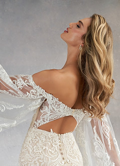 Azazie Memphis Wedding Dresses Diamond White Nude Mermaid V-Neck Sequins Lace Dress image7