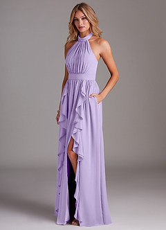 Azazie Avary Bridesmaid Dresses Lilac A-Line Pleated Chiffon Dress image2