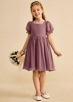 Azazie Jolie Blumenmädchenkleider A-Linie mit ärmel Chiffon Kleid Amethyst image4