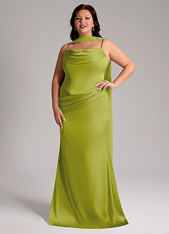 Azazie Sorrel Bridesmaid Dresses Lemongrass Mermaid Strapless Stretch Satin Convertible Dress image8