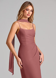 Azazie Calandra Abiti da Damigella Abito Tubino in Chiffon Plissettato Ametista image6