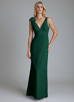 Azazie Taro Bridesmaid Dresses Emerald Sheath Bow Chiffon Dress image6