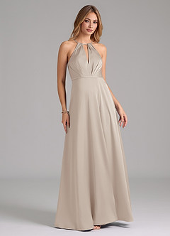 Azazie Evalleen Bridesmaid Dresses Frost A-Line Pleated Stretch Satin Dress image3