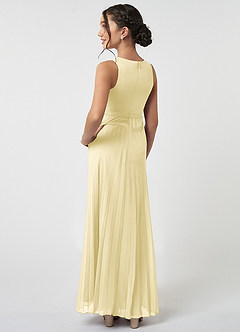 Azazie Lindie Junior Lemon Sorbet A-Line Pleated Chiffon Dress image4