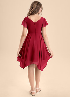 Azazie Janeaurelia Junior A-Linie Plissee Chiffon Kleid Scharlachrot image2