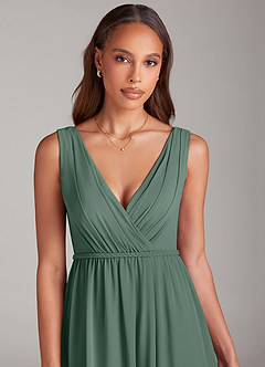 Azazie Tanicia Robes de demoiselle d'honneur Robe Trapèze en Mousseline de soie Plissée Mousse De Mer image5