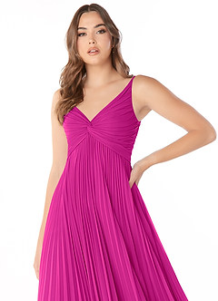 Azazie Raychelle Jurken voor bruidsmeisjes Jurk van Chiffon met A-Lijn V-hals Fuchsia image5
