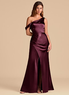 Azazie Madelyn 신부 들러리 드레스 인어 오프 더 숄더 메탈릭 새틴 바닥 길이 드레스 image5