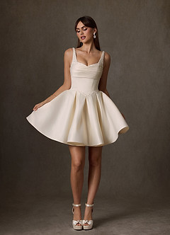 Azazie Zelina Vestidos de novia Vestido de Champán de Satén de Corte en A con Escote de Corazón image3