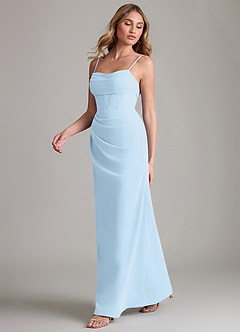 Azazie Mai Bridesmaid Dresses Sky Blue Sheath Pleated Chiffon Dress image4