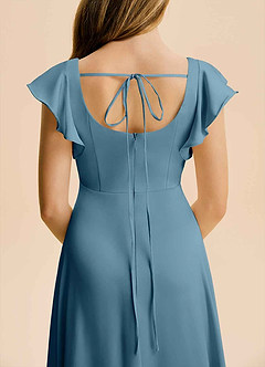 Azazie Bondi Junior Bermuda A-Line Side Slit Stretch Satin Dress image6