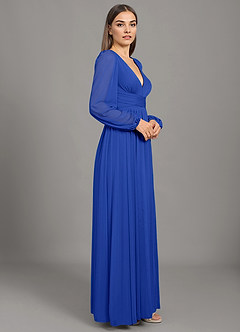 Azazie Norah Abiti da Damigella Abito A-Line in Maglia Blu Reale image4