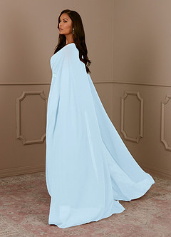 Azazie Isa Mother of the Bride Dresses Sky Blue A-Line V-Neck Pleated Chiffon Dress image3