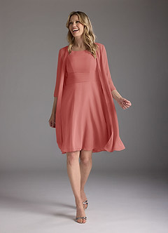Azazie Shirley Mother of the Bride Dresses Antique Rose A-Line Scoop Pleated Chiffon Dress image2