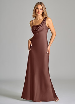 Azazie Celina Vestidos de damas de honor Vestido de Expresado de Satén Elástico de Corte Recto con Vestidos sin tirantes image3