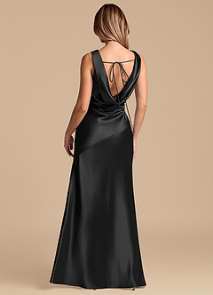 Azazie Rylina Vestidos de damas de honor Vestido de Negro de Satén Metálico de Corte Sirena image6