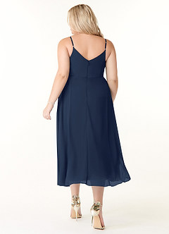 Azazie Clarissa Bridesmaid Dresses Dark Navy A-Line V-Neck Chiffon Dress image8