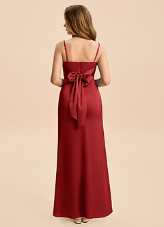 Azazie Minnie Junior Pomegranate Sheath Ruched Stretch Satin Dress image2