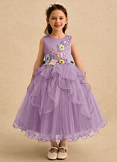 Azazie Savannah Flower Girl Dresses Wisteria Ball-Gown Lace Tulle Dress image3