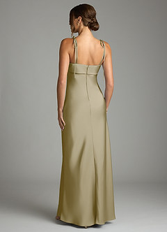 Azazie Ellia Robes de demoiselle d'honneur Robe Fourreau en Satin extensible Arc Vert Mousse image5