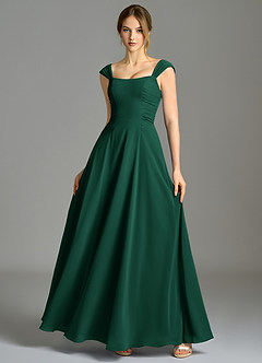 Azazie Oasis Bridesmaid Dresses Emerald A-Line with Pockets Chiffon Dress image7