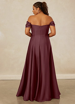 Christian Siriano Bridal for Azazie 1002 Bridesmaid Dresses Sangria A-Line Off the Shoulder Stretch Satin Convertible Dress image16