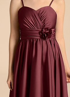 Azazie Catalina Junior A-Linie Herzausschnitt Stretch-Satin Kleid Merlot image8