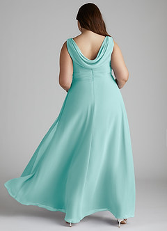 Azazie Karina Bridesmaid Dresses Aqua A-Line Pleated Chiffon Dress image14