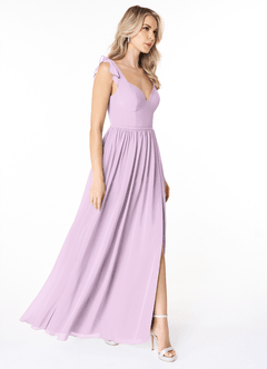Azazie Stassie Bridesmaid Dresses Frosted Lilac A-Line Sweetheart Ruched Chiffon Dress image4