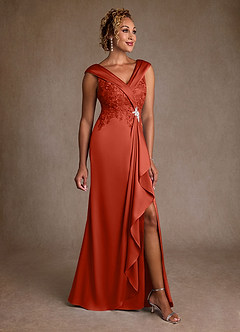 Azazie Santa Monica Klänningar till brudens mor Klänning A-Line i Spets Rost image1