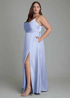 Azazie Sarella Brautjungfernkleider A-Linie Plissee Stretch-Satin Kleid Eis image11