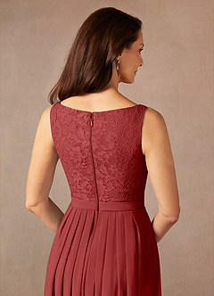 Azazie Ainsling Kleider für die Brautmutter A-Linie Quadratischer Ausschnitt Spitze Chiffon Kleid Rost image11