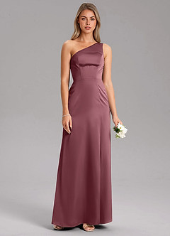 Azazie Phaedra Brautjungfernkleider A-Linie One-Shoulder Stretch-Satin Kleid Wüstenrose image7