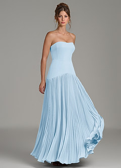Azazie Yuliana Bridesmaid Dresses Sky Blue A-Line Strapless Chiffon Dress image3