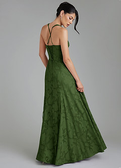 Azazie Bea Brautjungfernkleider Eine Linie Korsett Blumen-Burnout Kleid Olivgrün image9