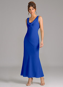 Azazie Rylina Robes de demoiselle d'honneur Robe Sirène en Mousseline de soie Plissée Bleu Roi image5