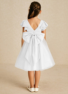 Azazie Kaeya Flower Girl Dresses White A-Line Bow Tulle Dress image1