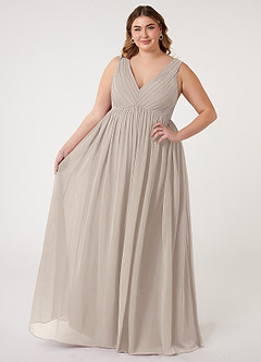 Azazie Ranvie Final Sale Black A-Line V-Neck Pleated Chiffon Dress image1