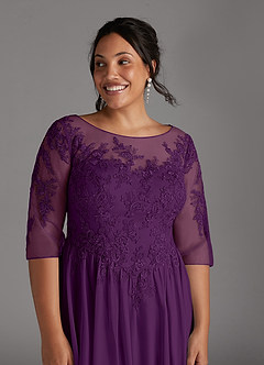 Azazie Harriet Mère de la mariée Robes Robe Trapèze en Maille Dentelle en forme d'anneau Grain De Raisin image12