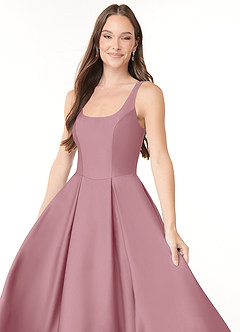 Azazie Neve Bridesmaid Dresses Vintage Mauve Ball-Gown with Pockets Stretch Satin Dress image5