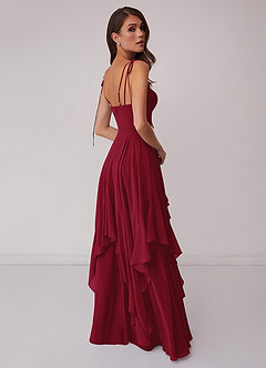 Barbie ♥ Azazie Bridesmaid Dresses Burgundy A-Line Bow Chiffon Dress image2