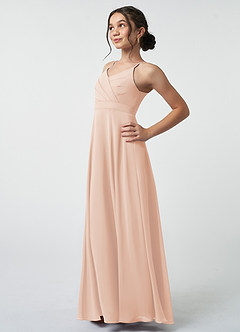 Azazie Avelina Junior English Rose A-Line Pleated Chiffon Dress image4