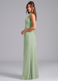 Azazie Evadne Bridesmaid Dresses Dusty Sage A-Line Pleated Chiffon Dress image6